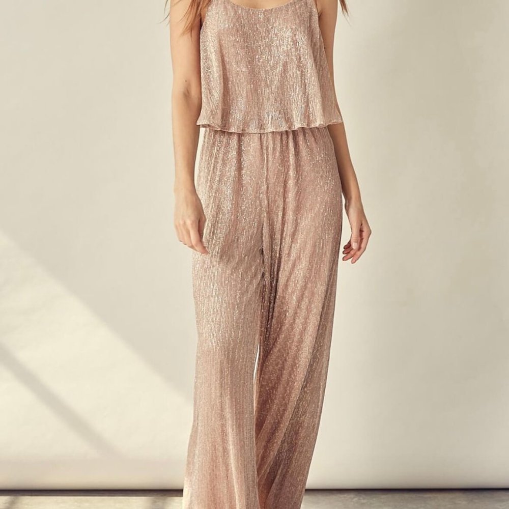 Mustard Seed Metallic Rose Gold Jumpsuit